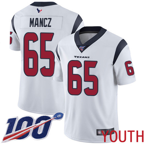 Houston Texans Limited White Youth Greg Mancz Road Jersey NFL Football #65 100th Season Vapor Untouchable